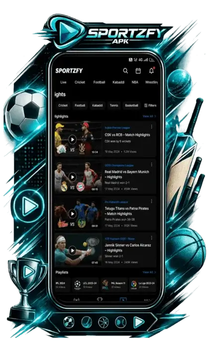 Highlights on Sportzy Tv App